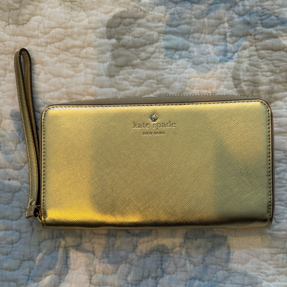 Gold Kate Spade Wristlet Wallet - Picture 1 of 3